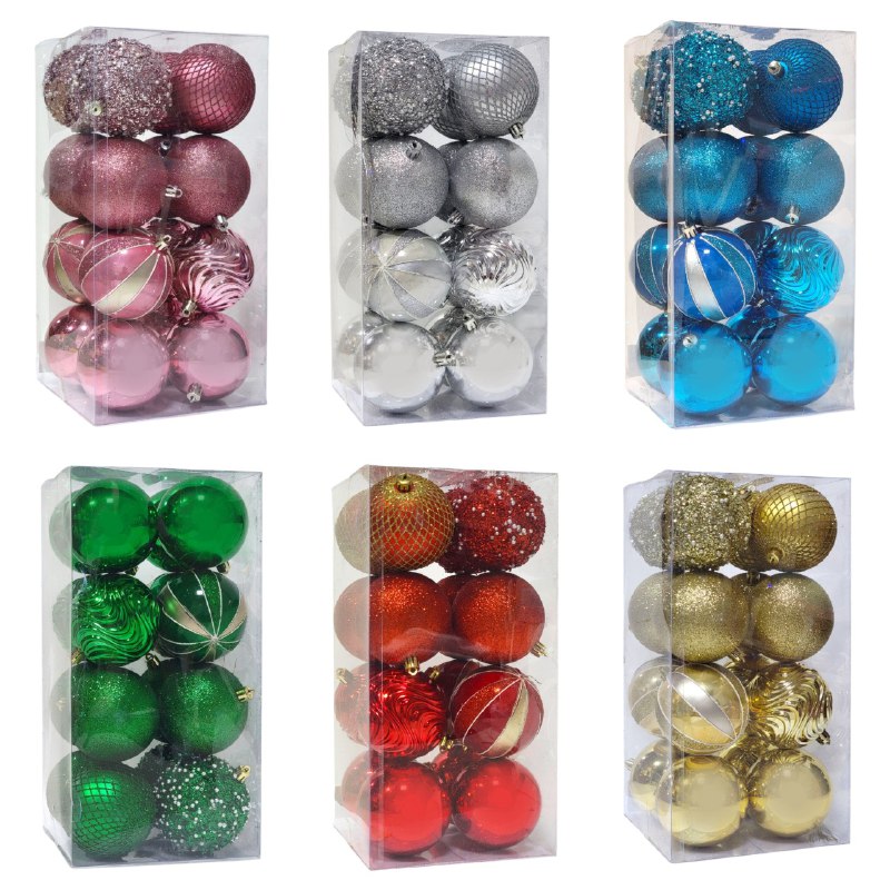 DECORACION ADORNO NAVIDEÑO PAQUETE DE 16 BOLAS DECORATIVAS 8CM 49x49x65, IDEALES PARA DARLE UN TOQUE UNICO A TU ARBOL DE NAVIDAD