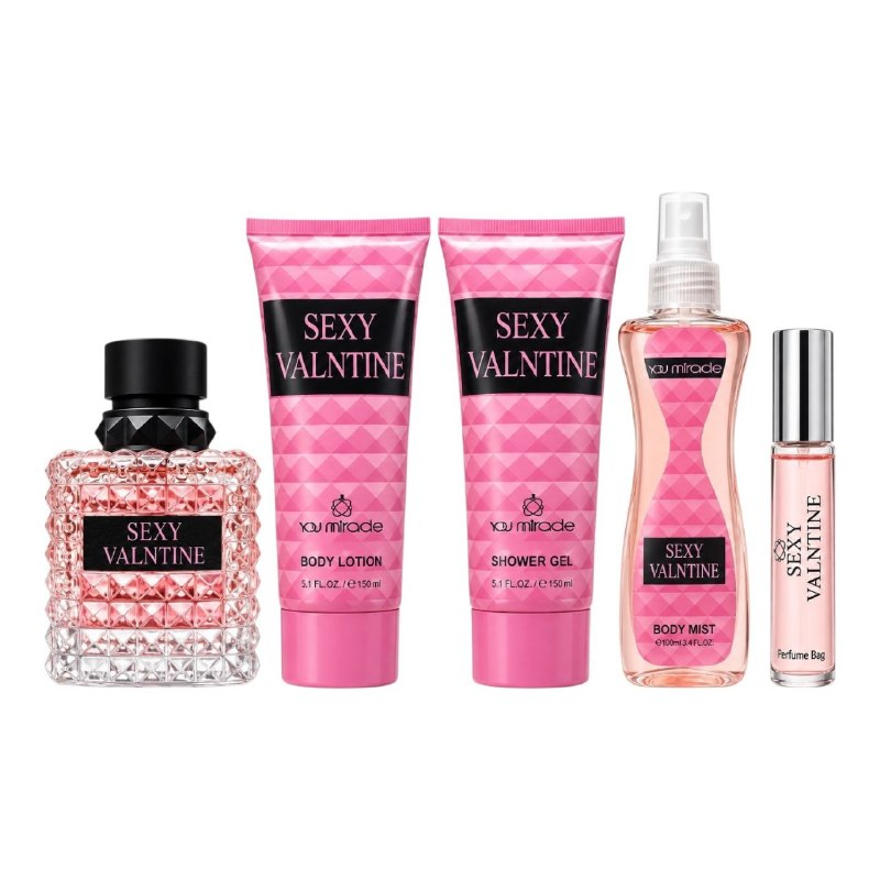 SET YOU MIRADE SEXY VALENTINE EDP 100ML, EDP 15ML, SHOWER GEL 150ML, BODY MIST 100ML, BODY LOTION 150ML (M) (AROMA SIMILAR VALENTINO DONNA BORN IN ROMA)