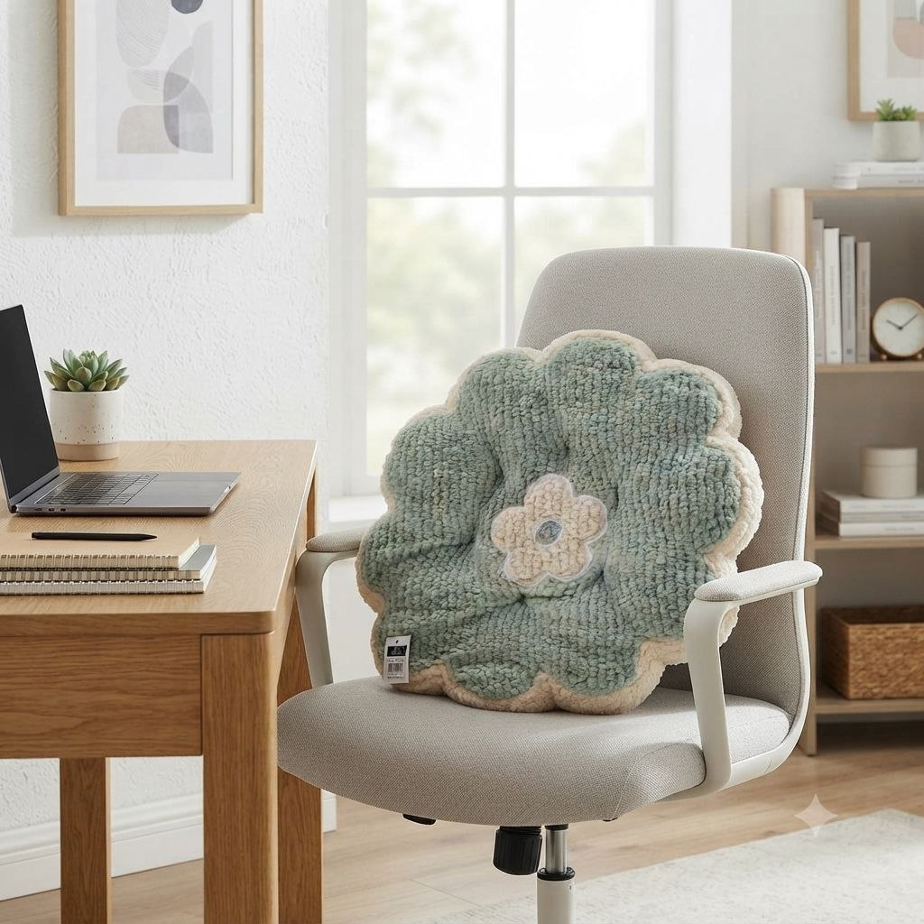 COJÍN EN FORMA DE FLOR PREMIUM ASIENTO DE PANA SUAVE Y DISEÑO ERGONÓMICO BICOLOR 42x46.3 CM