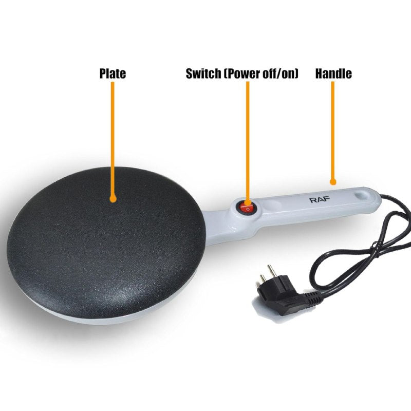MAQUINA CREPERA ELECTRICA, SARTEN PARA HACER PANQUEQUES Y CREPAS, CONTROL INTELIGENTE, CONTROL AUTOMATICO DE TEMPERATURA, RECUBRIMIENTO ANTIADHERENTE RAF 20CM