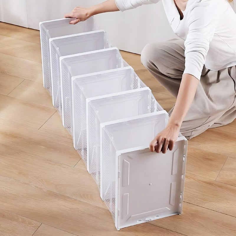 ORGANIZADOR DE ALMACENAMIENTO DE ZAPATOS PLASTICO RESISTENTE Y DURADERO DE 6 CAPAS PLEGABLE, FACIL INSTALACION, MAXIMIZA EL ESPACIO COLOR BLANCO