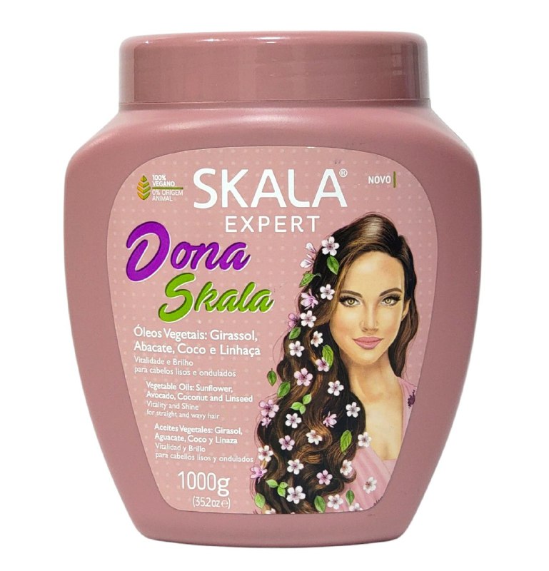 TRATAMIENTO CAPILAR EN CREMA ACONDICIONADOR, COMPLEJO DE ACEITES VEGETALES, GIRASOL, AGUACATE, CONO Y LINAZA, VITALIDAD Y BRILLO PARA CABELLOS LISOS Y ONDULADOS SKALA EXPERT DONA SKALA 1000G