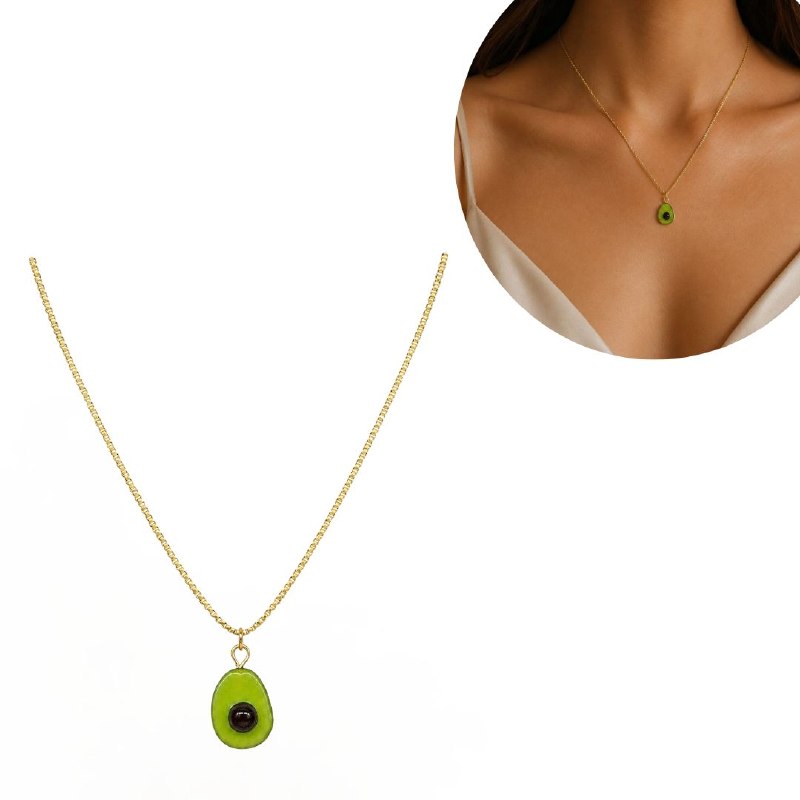 GARGANTILLA DE ENCHAPE PARA DAMA CON DISEÑO DE AGUACATE 2.3CM
