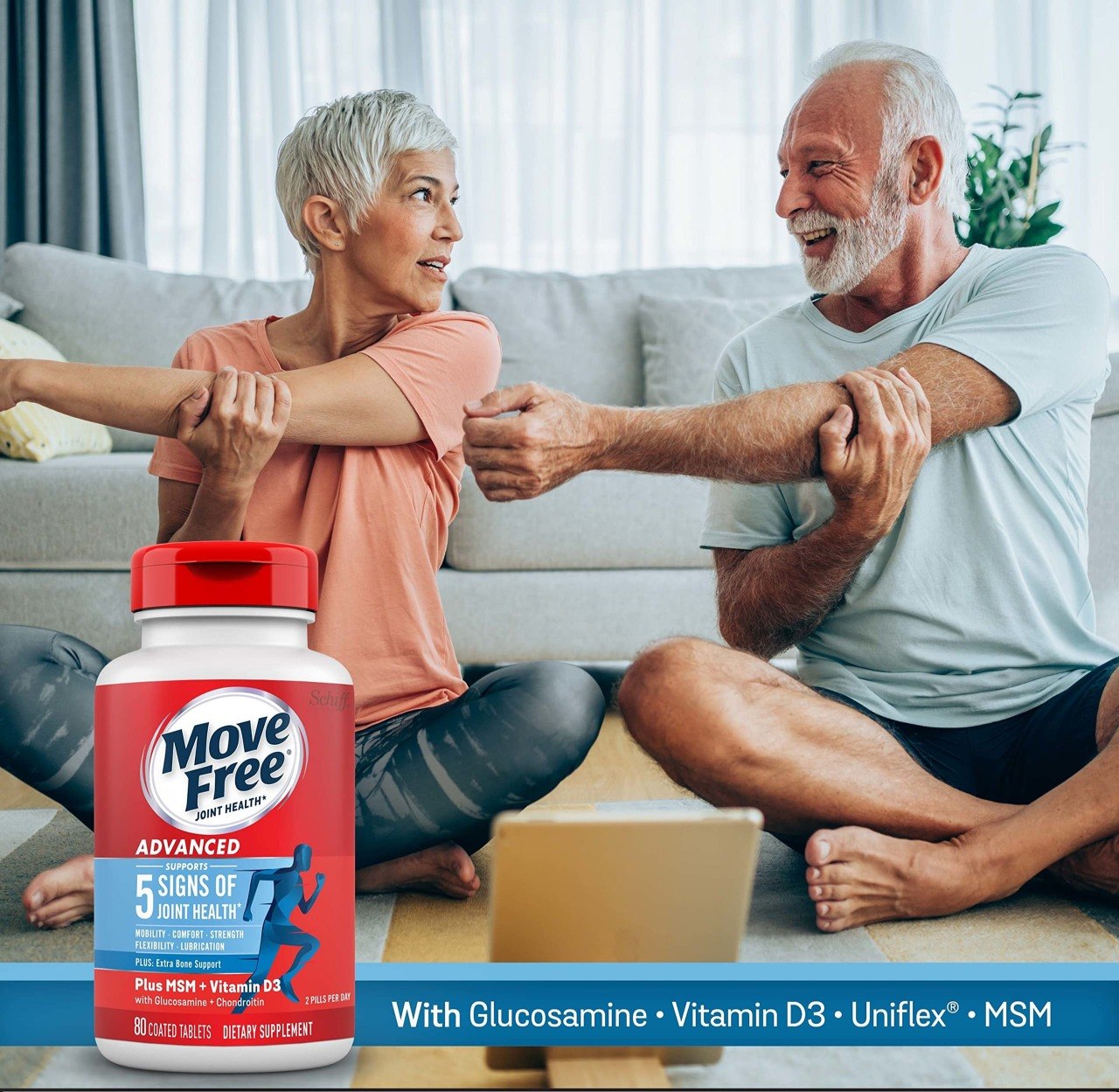 SUPLEMENTO PARA EL CUIDADO DE LAS ARTICULACIONES Y HUESOS CON MSM Y VITAMINA D3 MOVE FREE 80UND