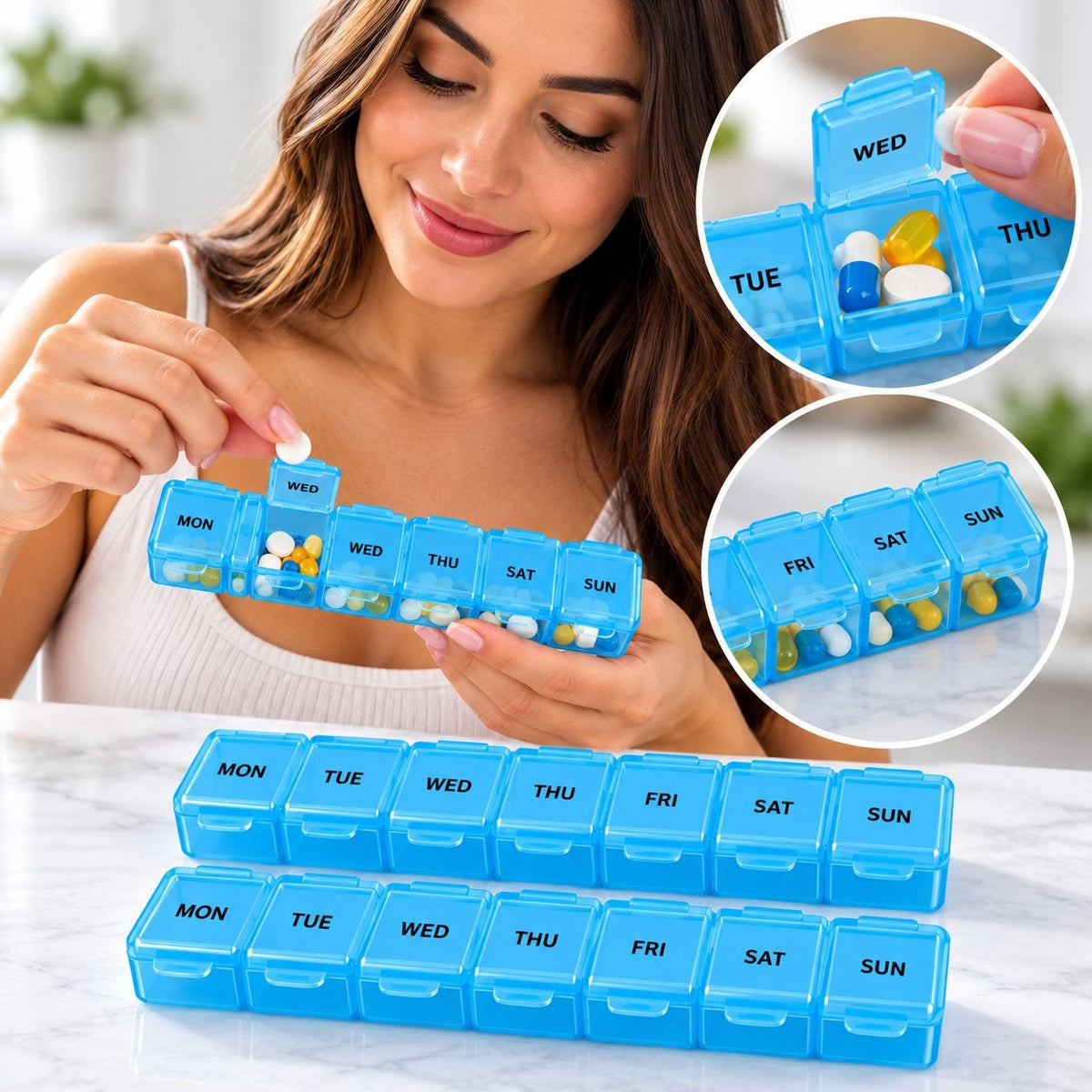 SET DE PASTILLEROS SEMANALES WISH BY CLICK 2PCS / 14 COMPARTIMENTOS