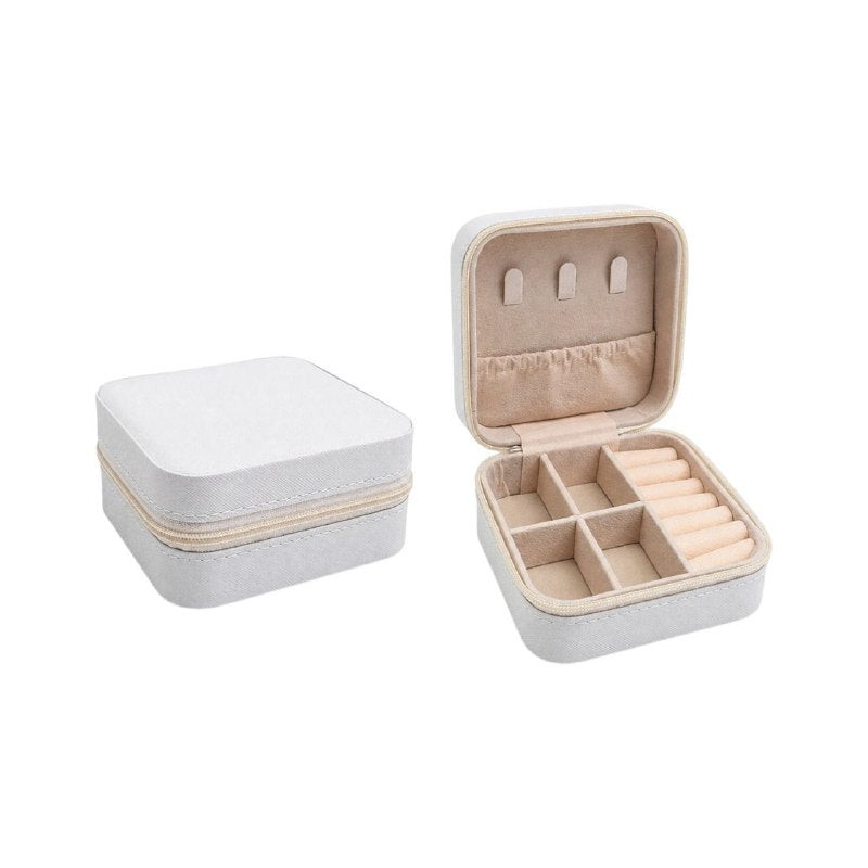 ORGANIZADOR MINI JOYERO DE VARIOS COMPARTIMIENTOS DE TAMAÑO COMPACTO 10.2X10.2CM