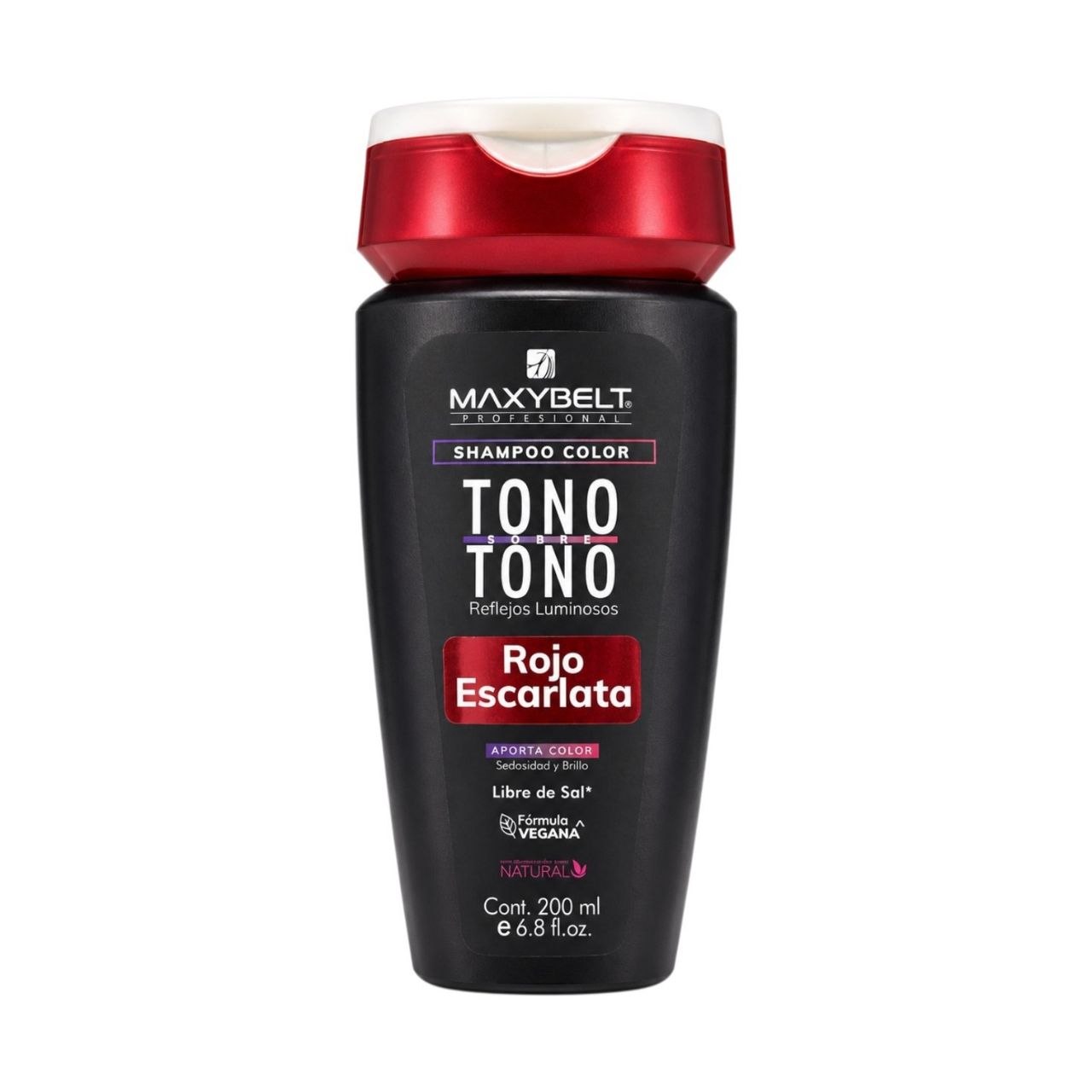 SHAMPOO DE COLOR TONO SOBRE TONO ROJO ESCARLATA MAXYBELT PROFESSIONAL 200ML 1 UND