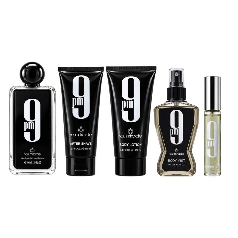 SET YOU MIRADE 9PM EDP 100ML, EDP 15ML, AFTER SHAVE 150ML, BODY MIST 100ML, BODY LOTION 150ML (H) (AROMA SIMILAR AFNAN 9PM)