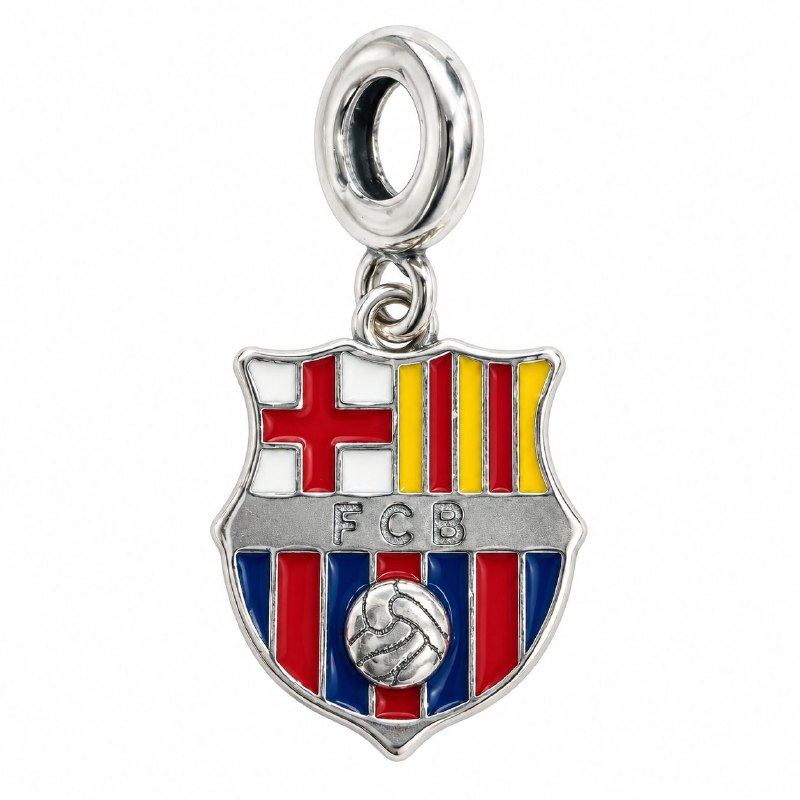 CHARM DE PLATA 9.25 CON DISEÑO DE ESCUDO DE FC BARCELONA MEDIDA: 2CM PESO: 2.6G