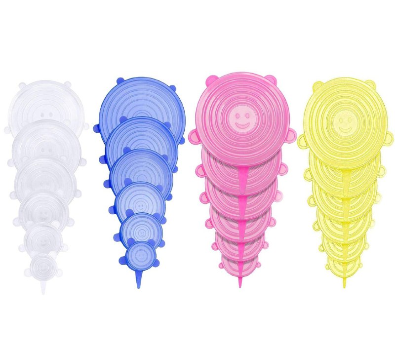 SET DE TAPADERAS DE SILICONA REUTILIZABLES AJUSTABLES PARA CONSERVACION DE ALIMENTOS 6PCS