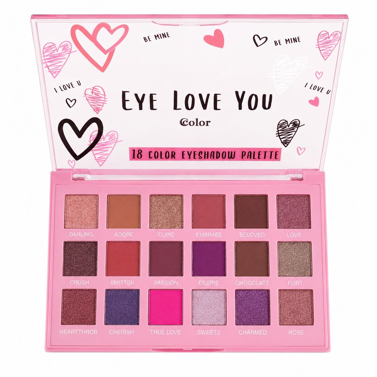 PALETA DE SOMBRAS PARA OJOS DE 18 COLORES EYE LOVE YOU CC COLOR COSMETICS 12.6G