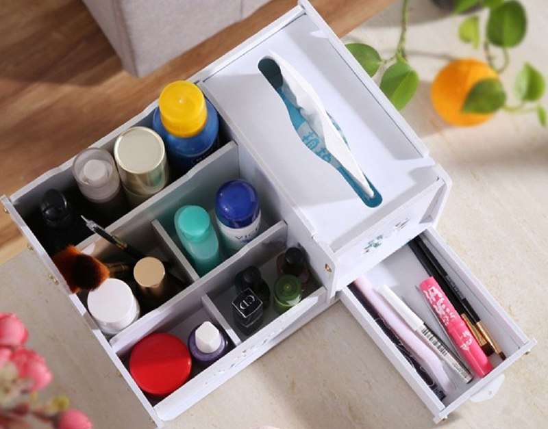 ESTANTE ORGANIZADOR DE COSMETICOS, MAQUILLAJE O JOYERIA COLOR BLANCO