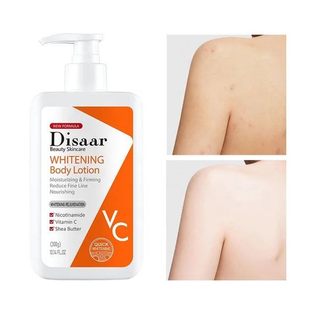 CREMA CORPORAL, CREMA DE CUERPO BLANQUEADORA HIDRATANTE CON NICOTINAMIDA, VITAMINA C Y MANTECA DE KARITE DISR 300G