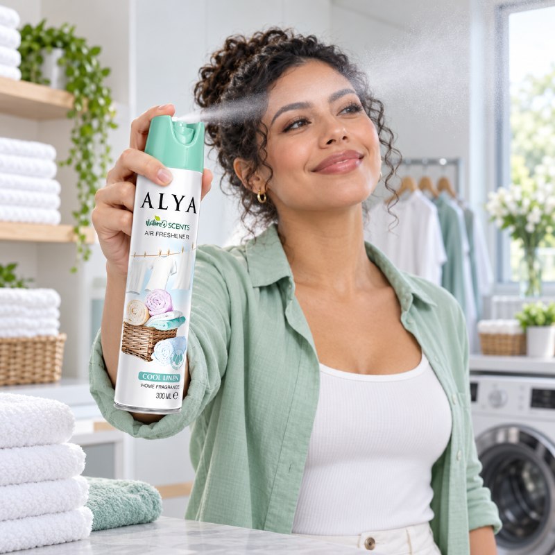 AMBIENTADOR AROMATIZANTE EN SPRAY CON AROMA LINO FRESCO ALYA 300ML
