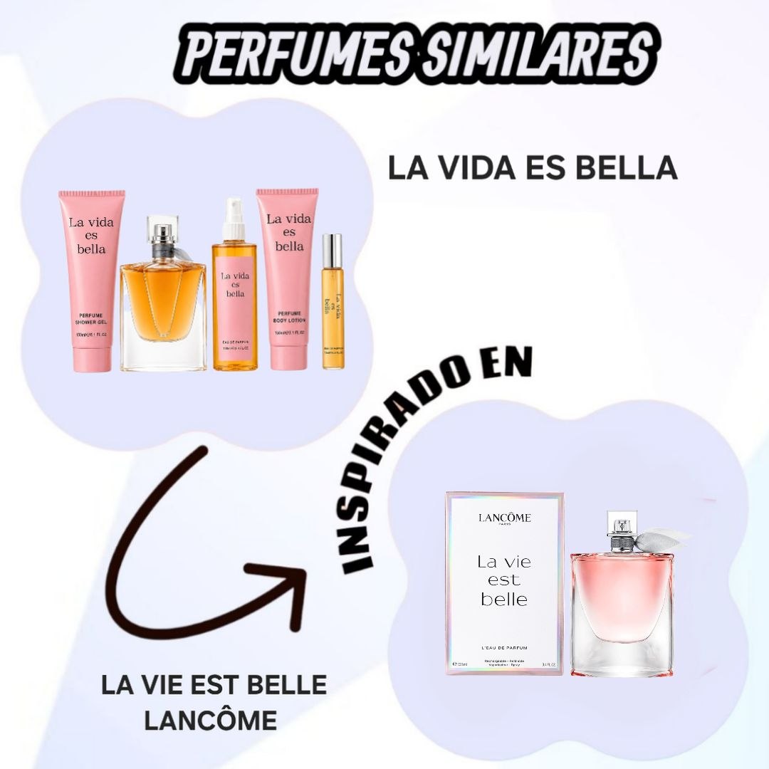 SET DE 5PCS PERFUME ECONÓMICO LA VIDA ES BELLA PARA DAMA 5PCS (M)