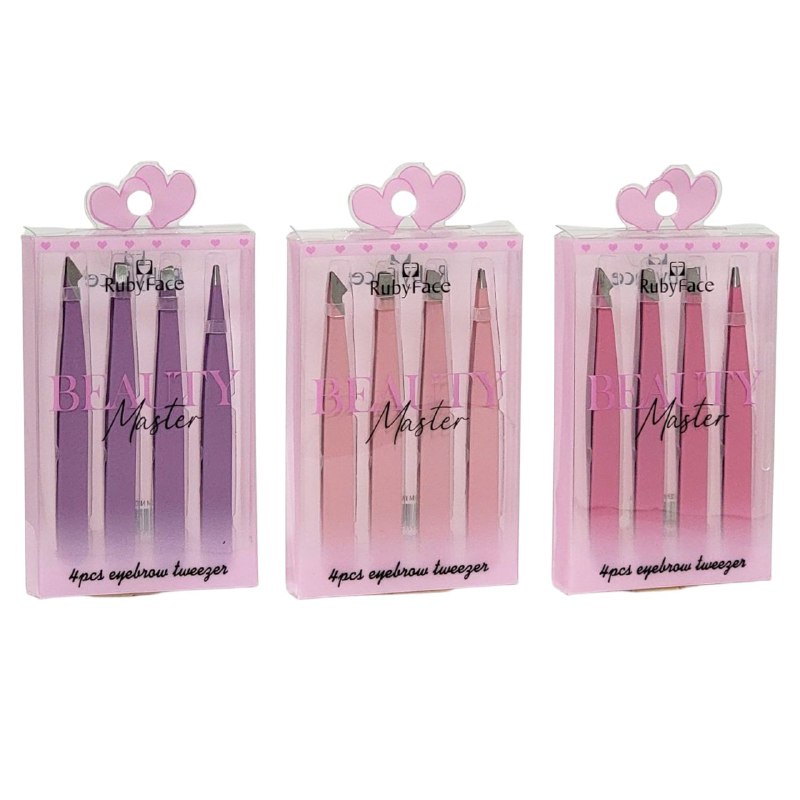 SET DE PINZAS PARA CEJAS, CON PUNTAS DIFERENTES RUBYU FACE BEAUTY MASTER