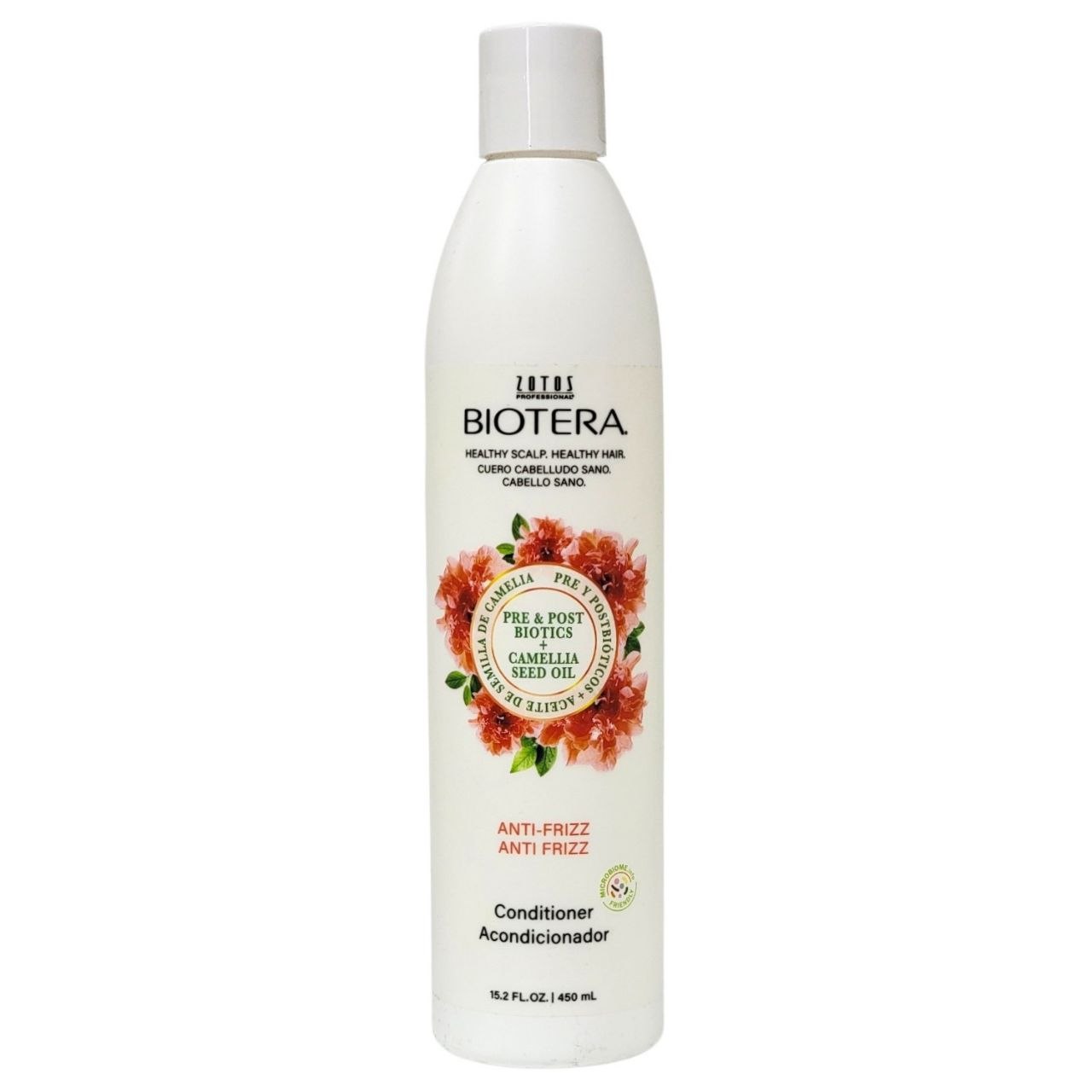 ACONDICIONADOR ANTIFRIZZ SUAVIZANTE Y EQUILIBRANTE CON ACEITE DE SEMILLA DE CAMELIA BIOTERA 450ML