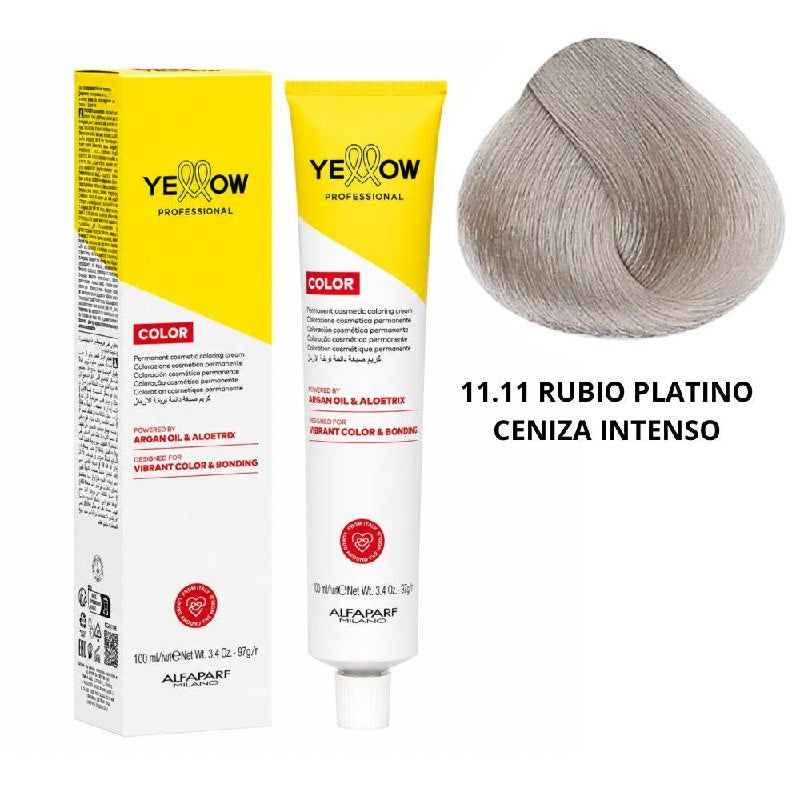 TINTE PERMANENTE PARA EL CABELLO CON ACEITE DE ARGAN Y ALOETRIX TONO 11.11 RUBIO PLATINO CENIZA INTENSO ALFAPARF 100ML