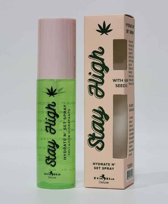 FIJADOR DE MAQUILLAJE EN SPRAY SELLADOR HIDRATANTE CON ACEITE DE SEMILLAS DE CAÑAMO, ACIDO HIALURONICO, ALOE VERA ITALIA DELUXE SRAY HIGH 65ML