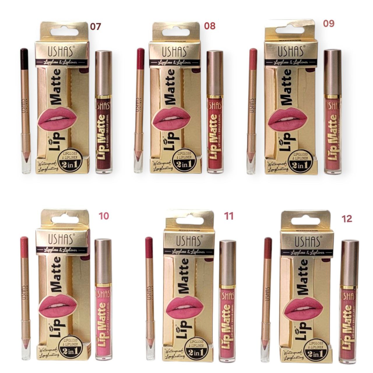 BRILLO LABIAL BRILLO DE LABIOS 4.5G Y LAPIZ DELINEADOR DE LABIOS 1.2G USHAS