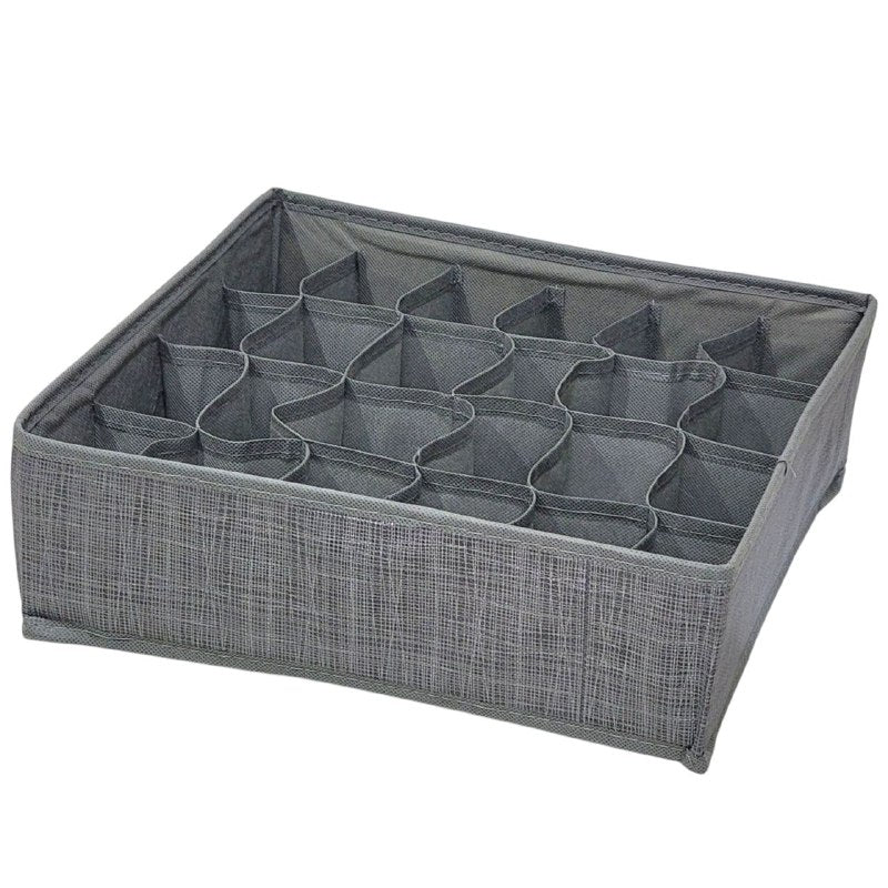 ORGANIZADOR CAJA DE ALMACENAMIENTO DE 24 COMPARTIMIENTOS PLEGABLE PARA CALCETINES Y ROPA INTERIOR INT HOME IMPLEMENTS 30X30CM