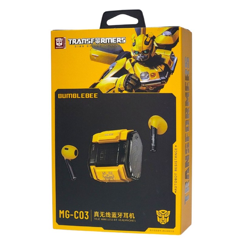 AUDIFONOS AURICULARES ORIGINALES INALAMBRICOS MG-C03, BATERIA ESTUCHE 5H, BATERIA AUDIFONOS 5H, BT V.5.4, DISTANCIA DE 10MTS, COMODO ESTABLE TRANSFORMERS RISE OF THE BEASTS BUMBLEBEE