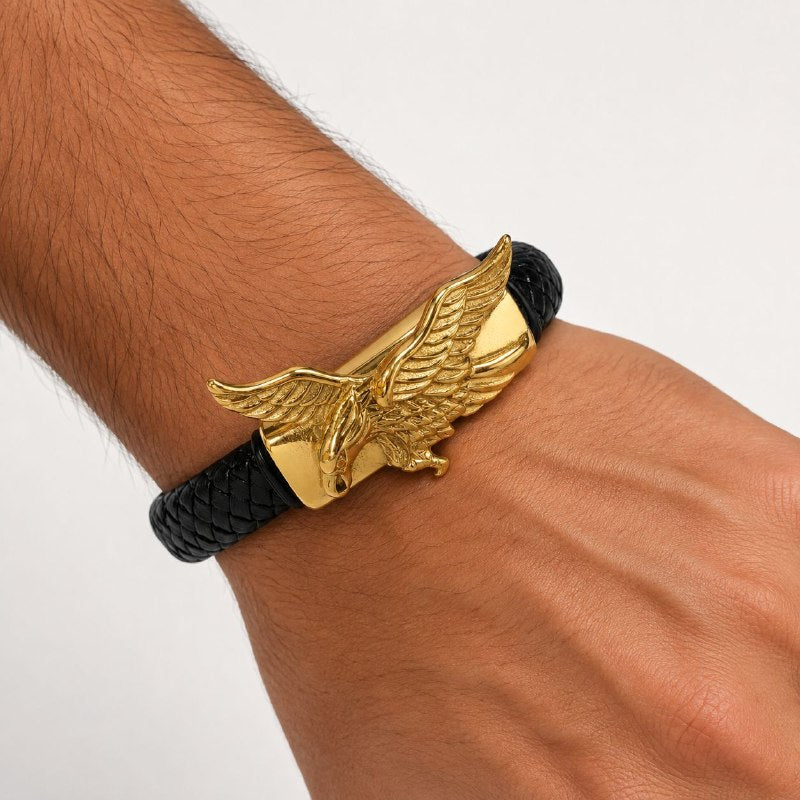 PULSERA DE ENCHAPE PARA CABALLERO CON DISEÑO DE AGUILA 24CM