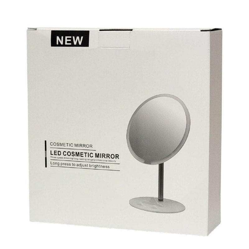 ESPEJO COSMETICO DE MAQUILLAJE LED, TRES NIVELES DE LUZ, LARGA DURACION, PULSASION LARGA, 2 COLORES