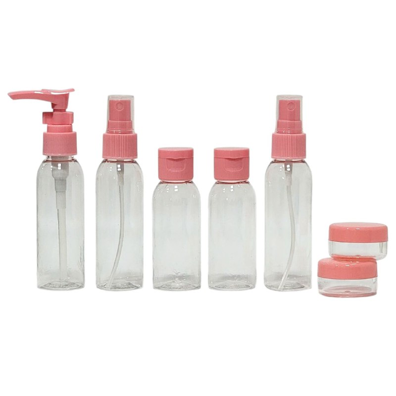 SET PARA VIAJAR VACIAS, EFICIENCIA DE ALMACENAMIENTO COMODO DE 7 PIEZAS, PARA LIQUIDOS Y CREMAS PARA VIAJES EMPTY BOTTLE