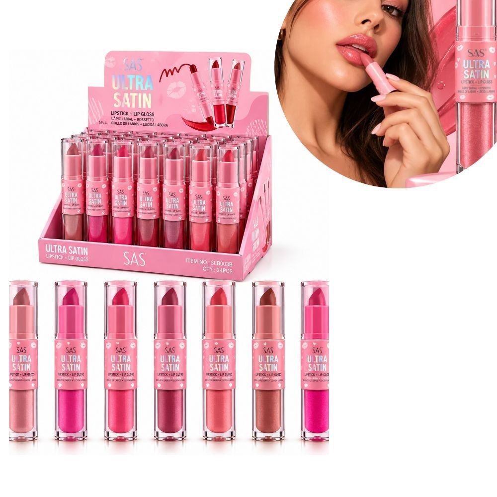 LABIAL Y BRILLO LABIAL 2 EN 1 ACABADO SATINADO ULTRA SATIN ECONÓMICO SAS