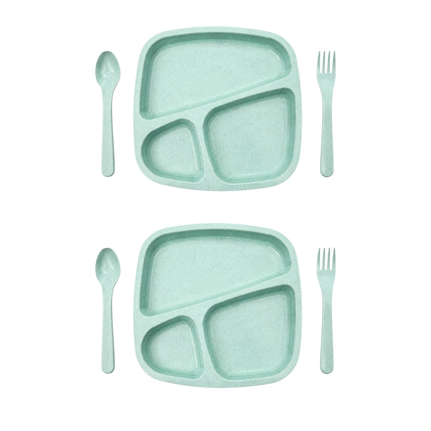 PLATO EN SET INFANTIL PRÁCTICAS Y DIVERTIDAS YI XIN YUAN 2 PLATOS/ 2 JUEGOS DE CUCHARAS Y TENEDORES
