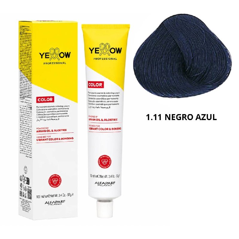 TINTE PERMANENTE PARA EL CABELLO CON ACEITE DE ARGAN Y ALOETRIX TONO 1.11 NEGRO AZULADO ALFAPARF 100ML