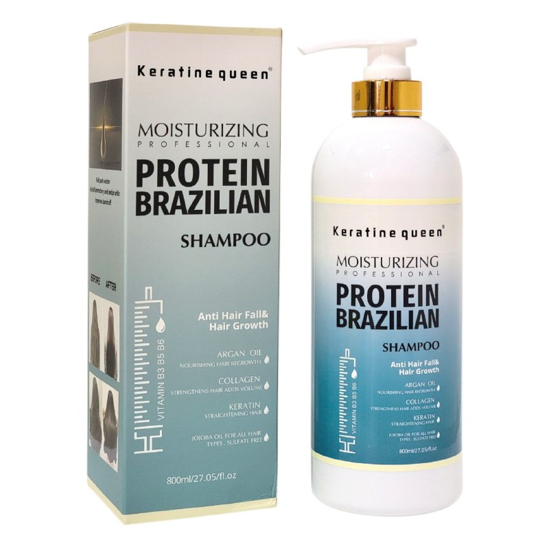 SHAMPOO PARA EL CABELLO CON QUERATINA VITAMINA B5 Y PROTEINA BRASILEÑA HIDRATANTE KERATINE QUEEN 800ML