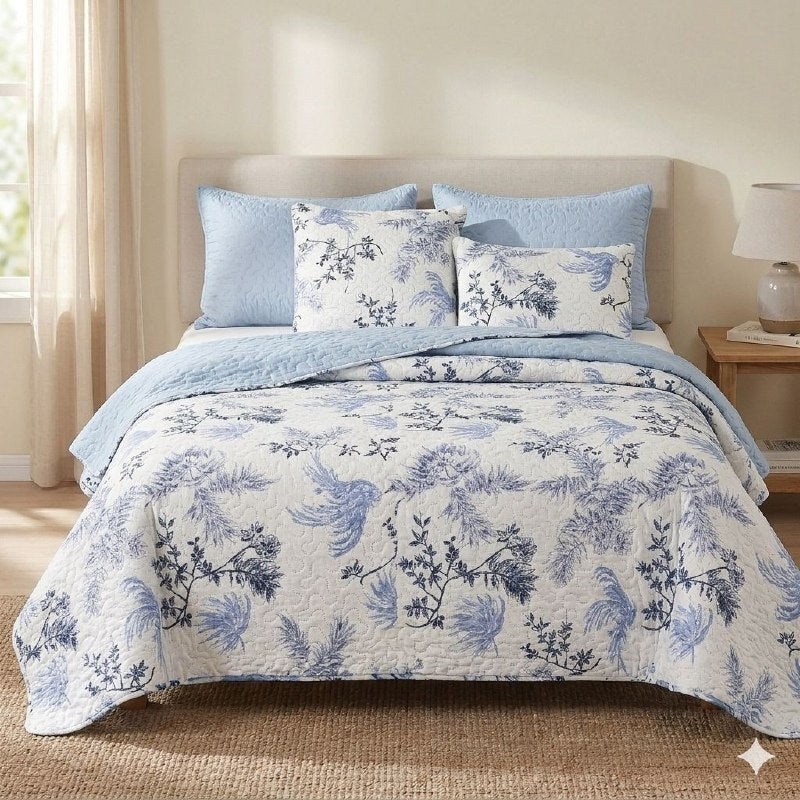 JUEGO DE EDREDON REVERSIBLE DE TAMAÑO QUEEN DE 5PCS BENELI HOME
