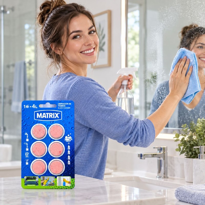 PASTILLAS LIMPIADORAS EFERVESCENTES PARA VIDRIOS SOLUBLE EN AGUA MATRIX 6PCS