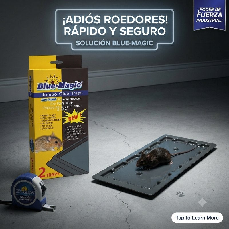 TRAMPA ADHESIVA PARA RATONES DE ALTA VISCOSIDAD Y FUERZA BLUE MAGIC 2UND 13X27CM