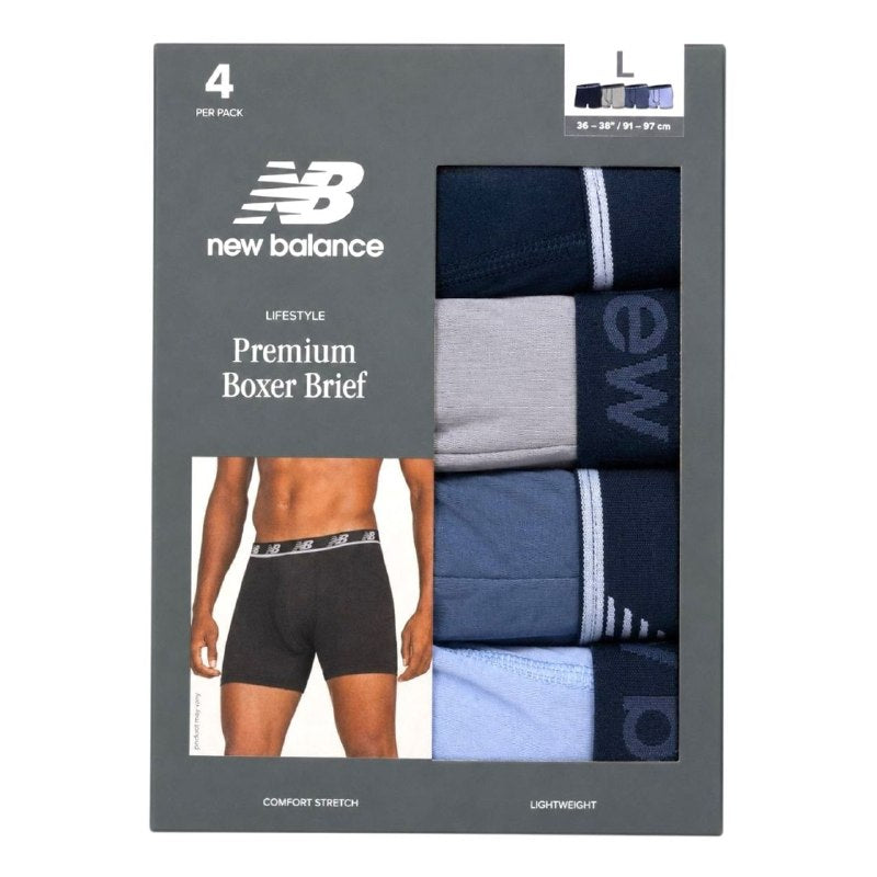 ROPA INTERIOR PARA CABALLERO NEW BALANCE BOXER BRIEF 4 UNIDADES