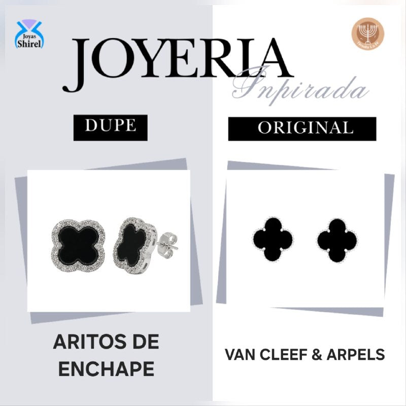 ARITOS DE ENCHAPE PARA DAMA CON DISEÑO DE FLOR 1CM (DUPE DE VAN CLEFF)
