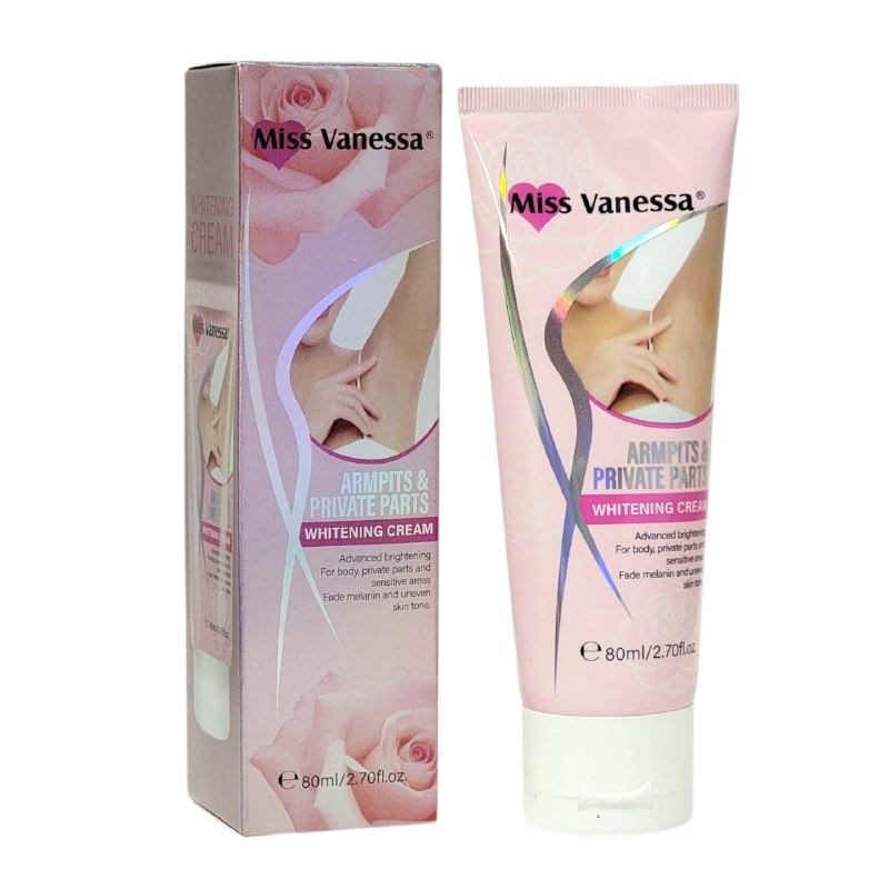CREMA CORPORAL BLANQUEADORA DE ZONO INTIMA Y AXILAS MISS VANESSA 80ML