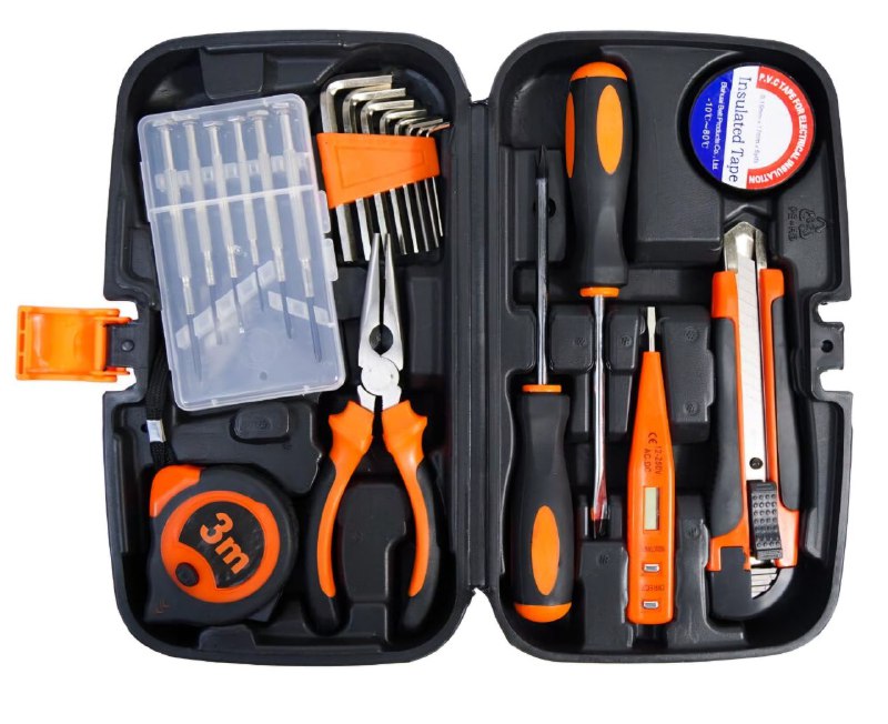 JUEGO DE HERRAMIENTAS PARA REPARACION DEL HOGAR CON CAJA DE ALMACENAMIENTO DE PLASTICO