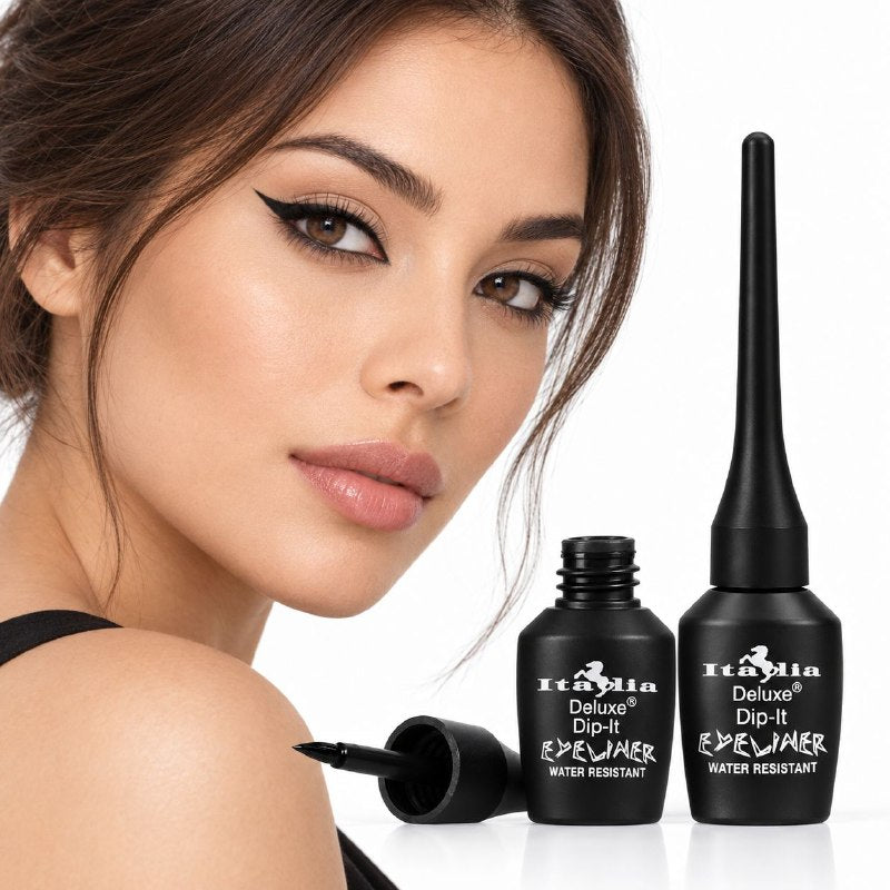 DELINEADOR DE OJOS LIQUIDO RESISTENTE AL AGUA Y ALTA FIJACION TONO NEGRO ITALIA DELUXE