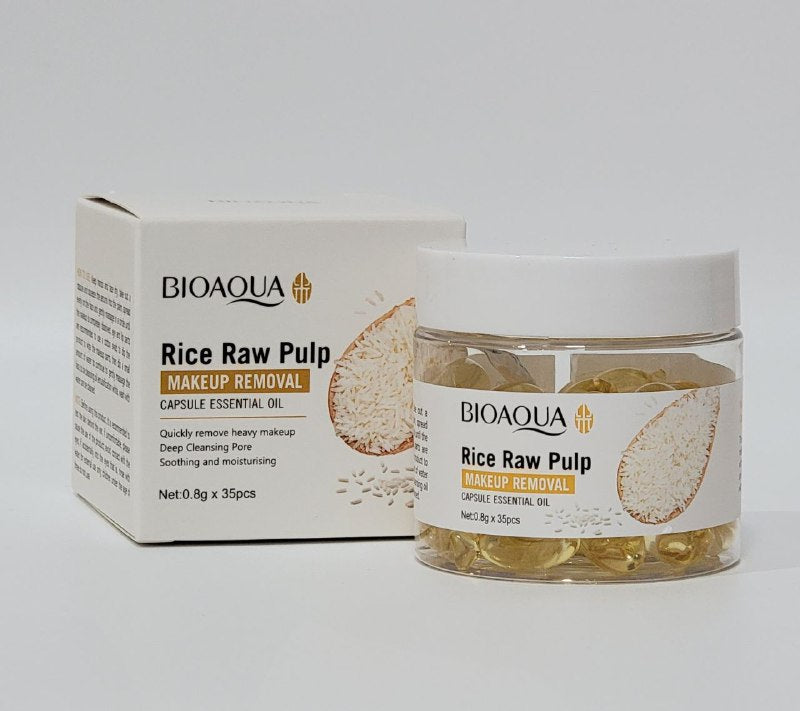 DESMAQUILLANTE ACEITE FACIAL EN CAPSULAS DE PULPA CRUDA DE ARROZ BIOAQUA 8GX35UND