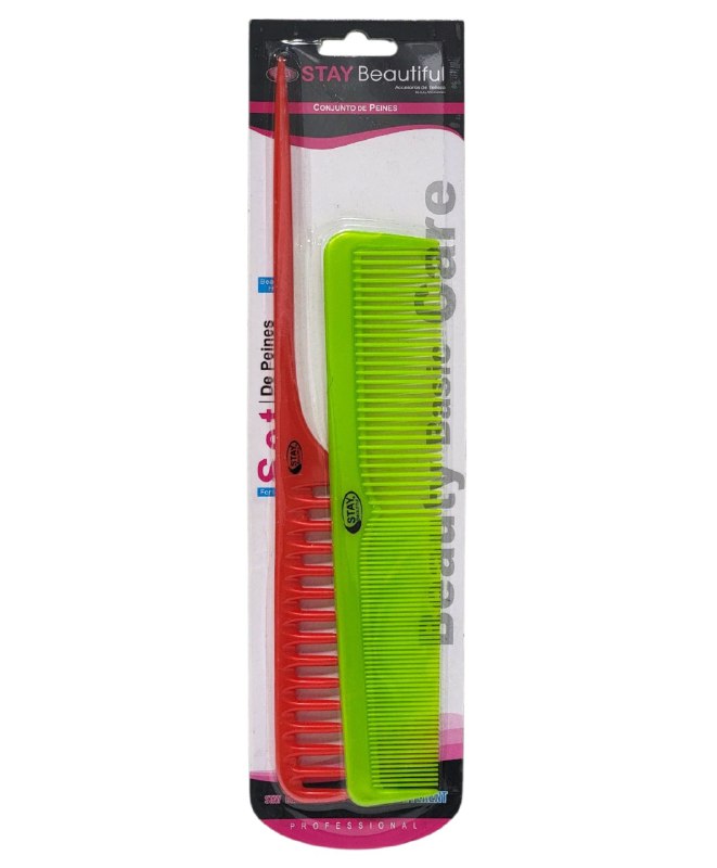 CEPILLO PEINE FINOS PARA SEPARAR EL CABELLO STAY BEAUTIFUL 2 PIEZAS