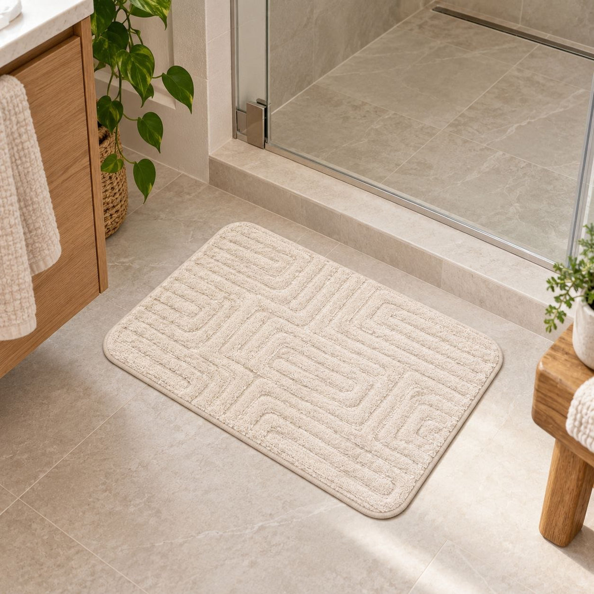 ALFOMBRA DE BAÑO ACOLCHADA Y SUAVE BENELI HOME 59X40CM