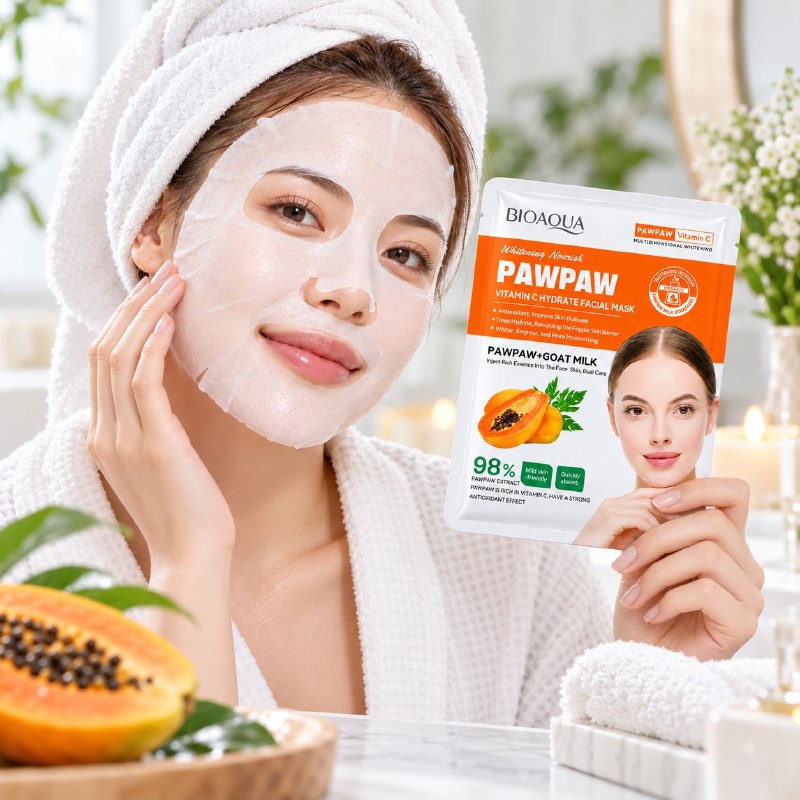 MASCARILLA FACIAL HIDRATANTE E ILUMINADORA CON VITAMINA C Y PAPAYA BIOAQUA 25G