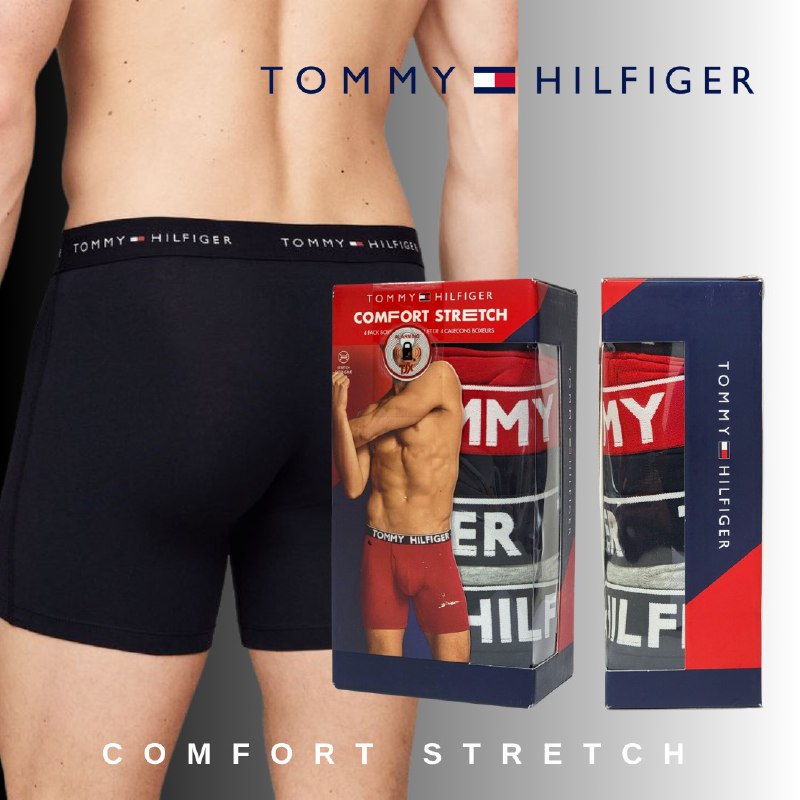 ROPA INTERIOR PARA CABALLERO TOMMY HILFIGER COMFORT STRETCH BOXER BRIEF 4 UNIDADES TALLA XTRA LARGE 36-38 (XL)