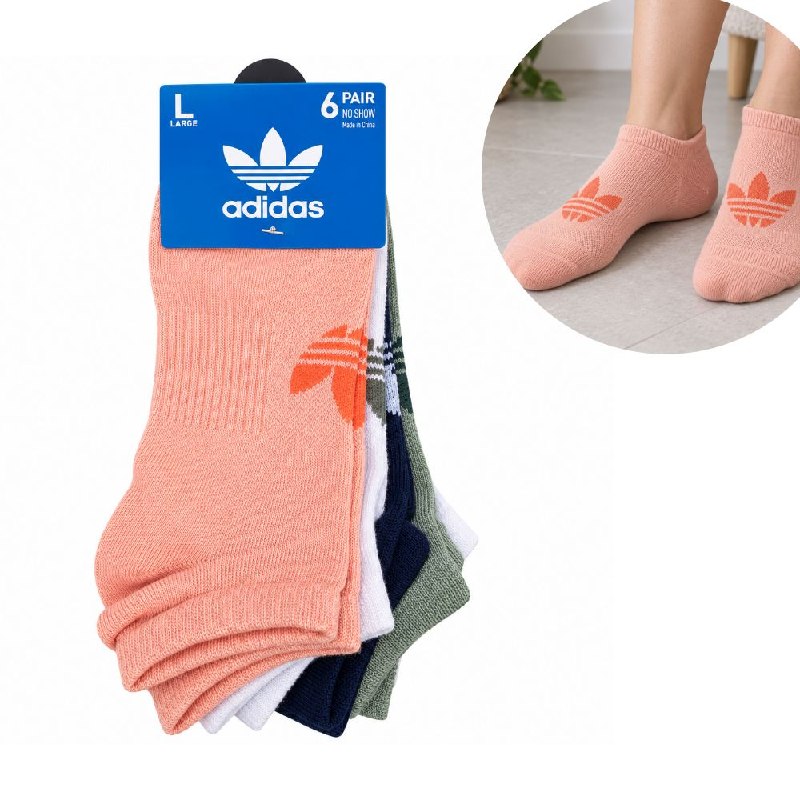 CALCETA TOBILLERA ORIGINAL ADIDAS PARA MUJER 6 PARES TALLA L