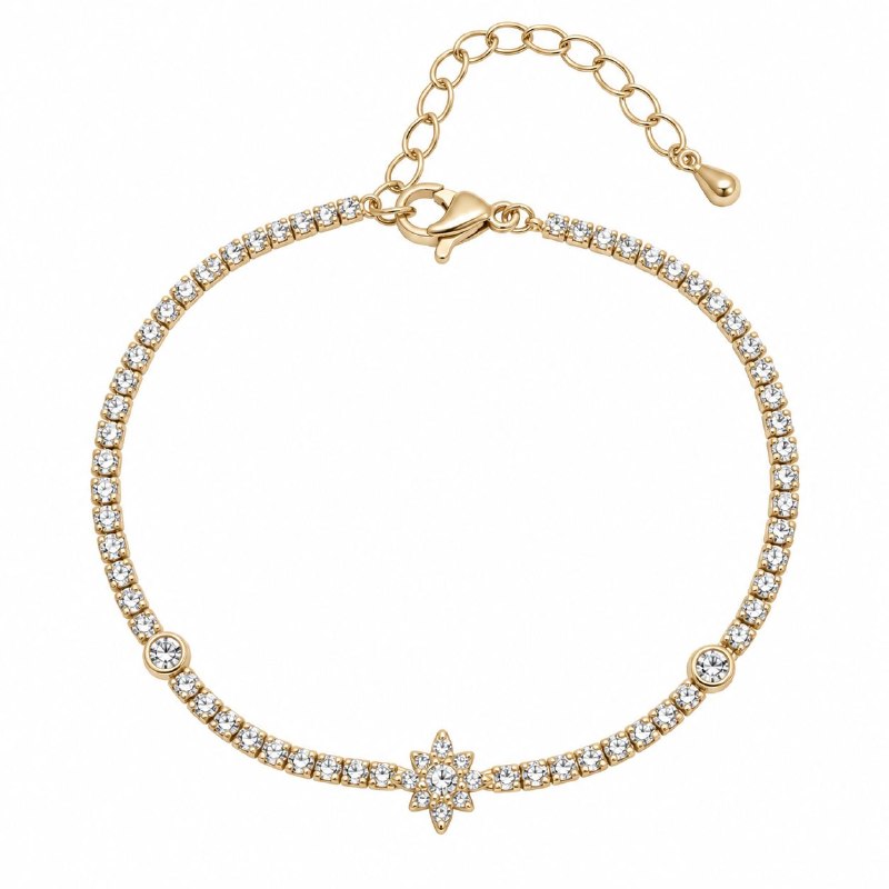 PULSERA DE ENCHAPE PARA DAMA CON DISEÑO DE ESTRELLA 16CM