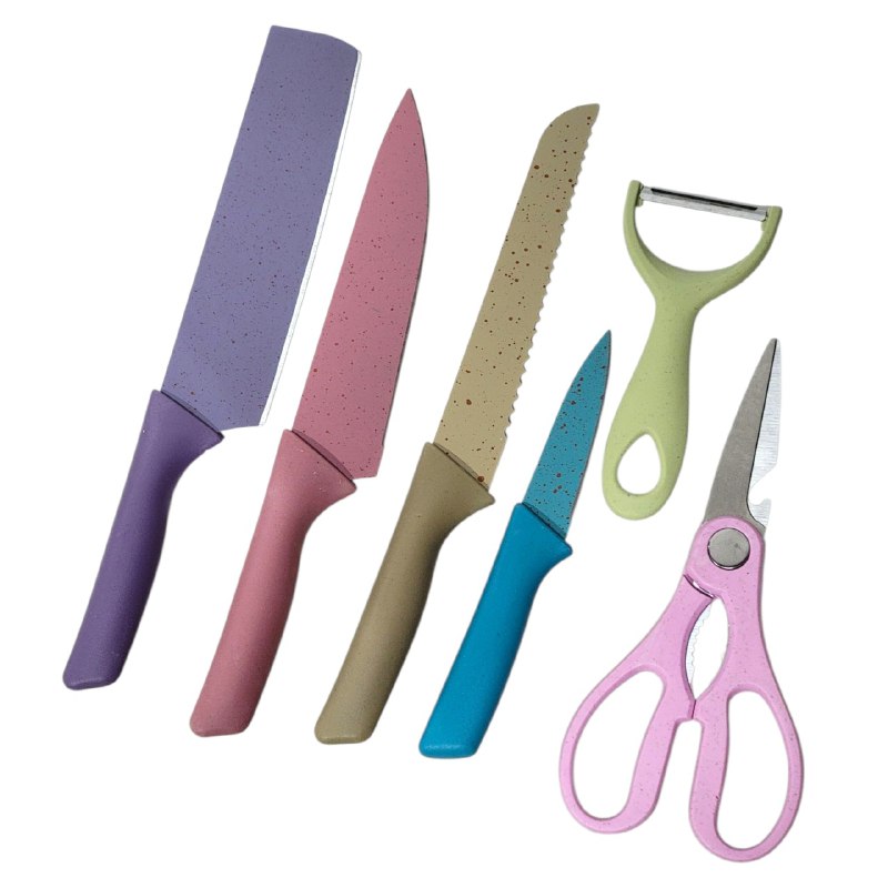 JUEGO DE CUCHILLOS DE COCINA DE 6 PIEZAS DE DIFERENTES COLORES ZENEOGK