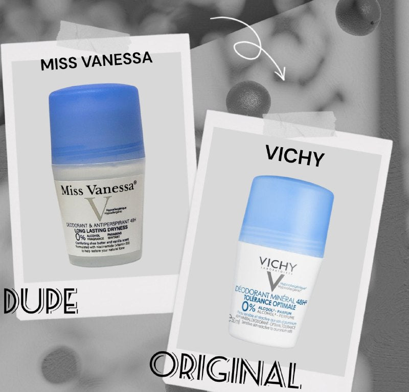 DESODORANTE PARA MUJERES ANTITRANSPIRANTE DE 48H OLOR A KARITE Y VAINILLA MISS VANESA 50ML DUPE DE VICHY